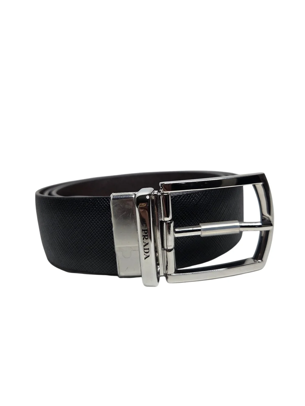 Prada Saffiano Reversible Leather Belt - Black/Brown